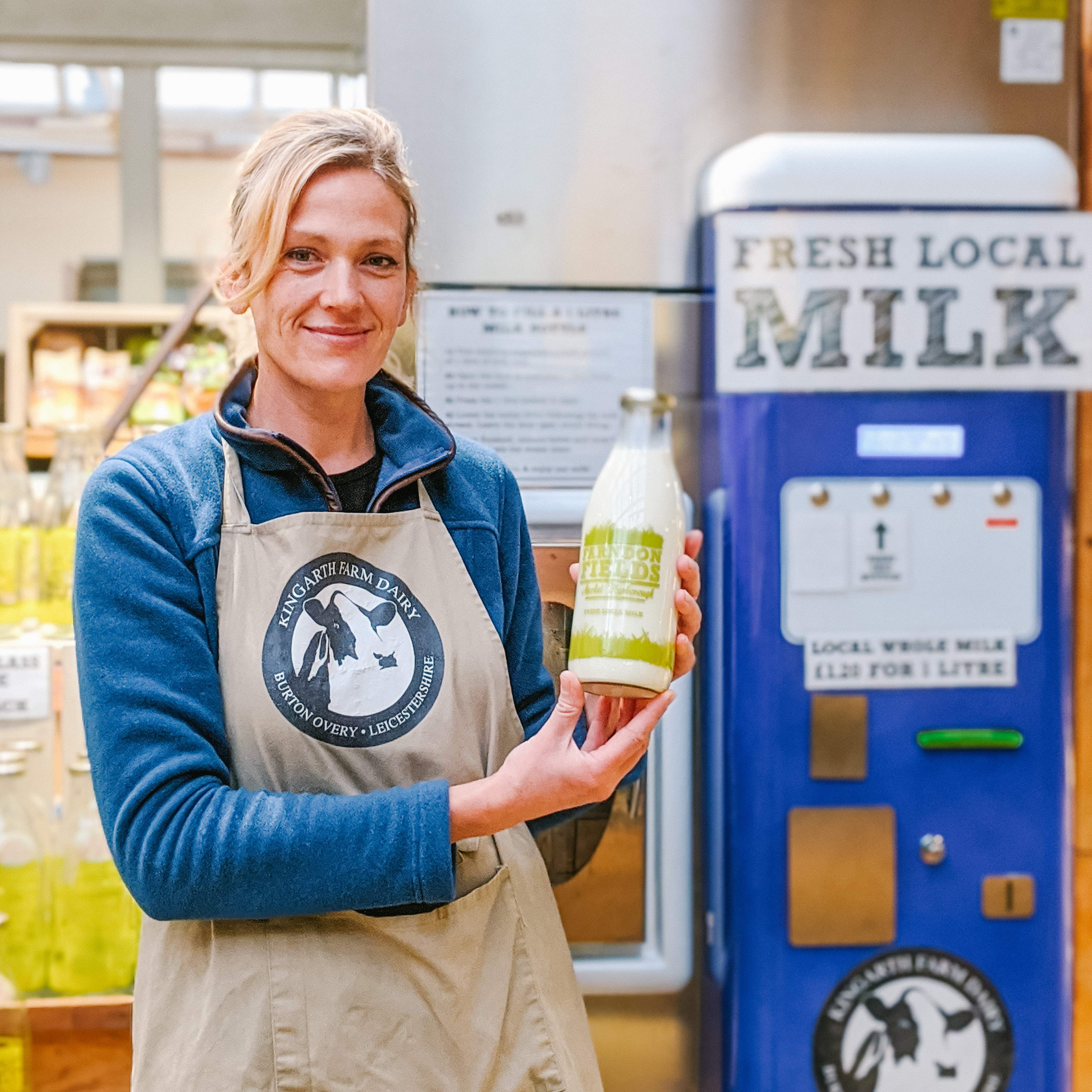 Farndon Fields Milk vending machine, local milk in Market Harborough, Leicestershire.